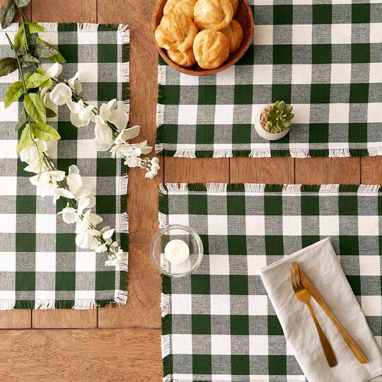 DII® Heavyweight Check Fringed Cotton Placemats